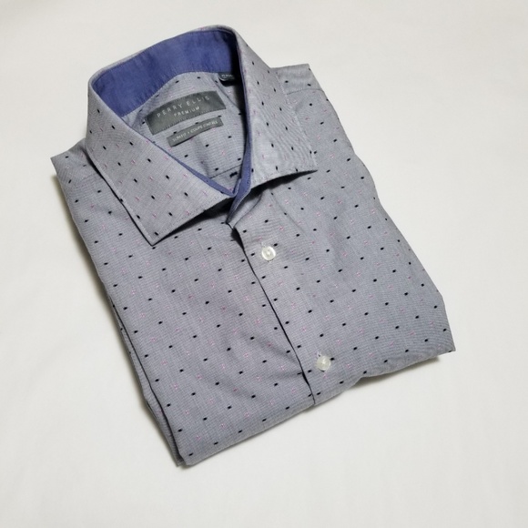 Perry Ellis | Shirts | Perry Ellis Gray Embroidered Slim Fit Dress ...